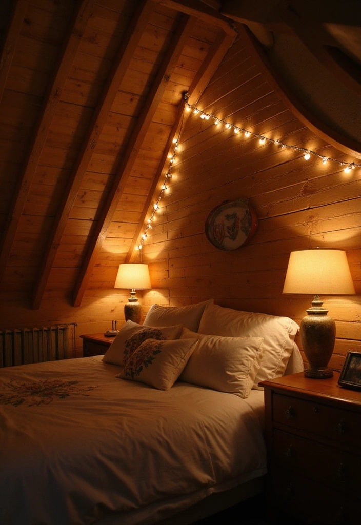 20 Cozy Loft Bedroom Ideas that Will Wrap You in Comfort! - 11. Warm Lighting