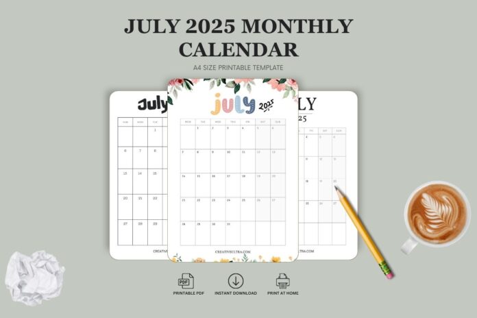 July 2025 Monthly Calendar